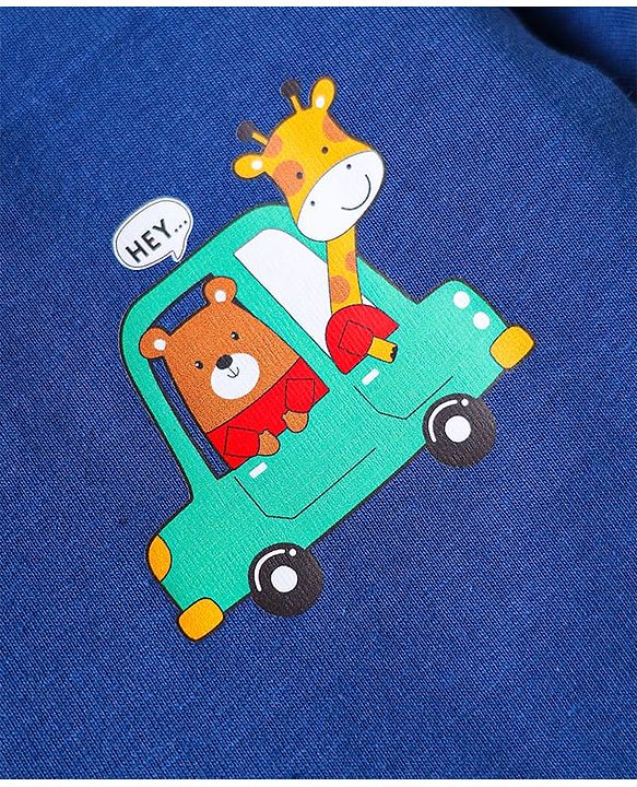Babyhug Cotton Knit Half Sleeves T-Shirts With Animal & Vehicle Print Pack Of 3 - Red & Blue