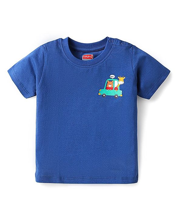 Babyhug Cotton Knit Half Sleeves T-Shirts With Animal & Vehicle Print Pack Of 3 - Red & Blue