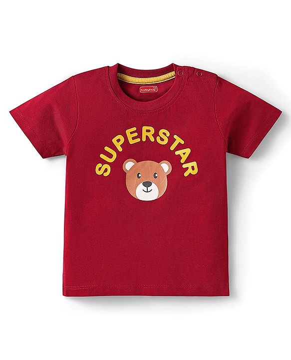 Babyhug Cotton Knit Half Sleeves T-Shirts with Bear Print Pack of 3 - Yellow Dark Red & Yellow
