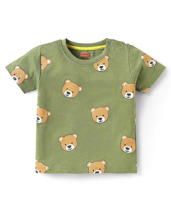 Babyhug Cotton Knit Half Sleeves T-Shirts with Bear Print Pack of 3 - Yellow Dark Red & Yellow