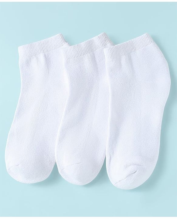 Pine Kids Knit Low Ankle Length School Socks Pack of 3 - White