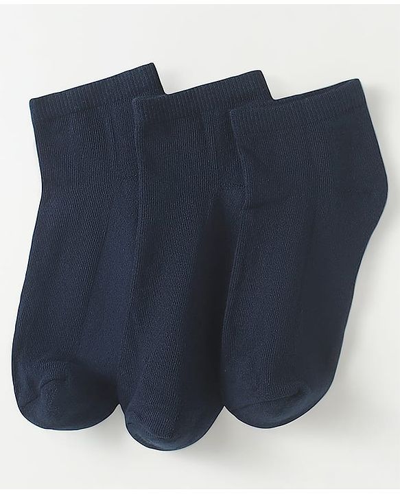 Pine Kids Knit Low Ankle Length School Socks Pack of 3 - Navy Blue