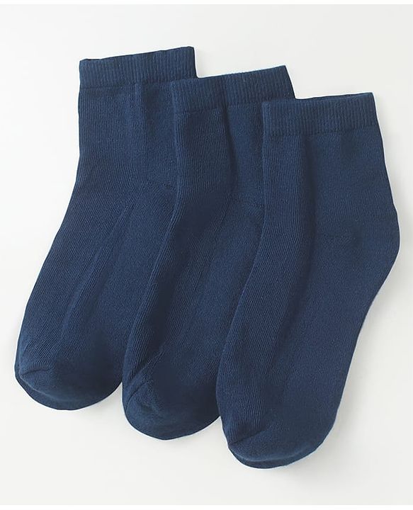 Pine Kids Knit High Ankle Length School Socks Pack of 3 - Navy Blue