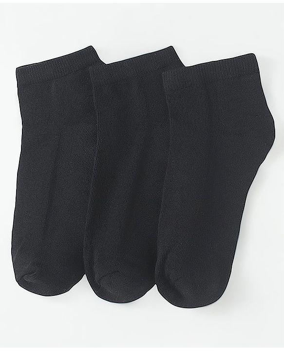 Pine Kids Knit Low Ankle Length School Socks Pack of 3 - Black