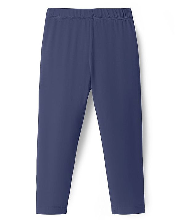 Babyhug Cotton Lycra Full Length Skinny Fit Solid Leggings with Stretch - Navy