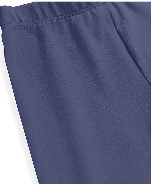 Babyhug Cotton Lycra Full Length Skinny Fit Solid Leggings with Stretch - Navy