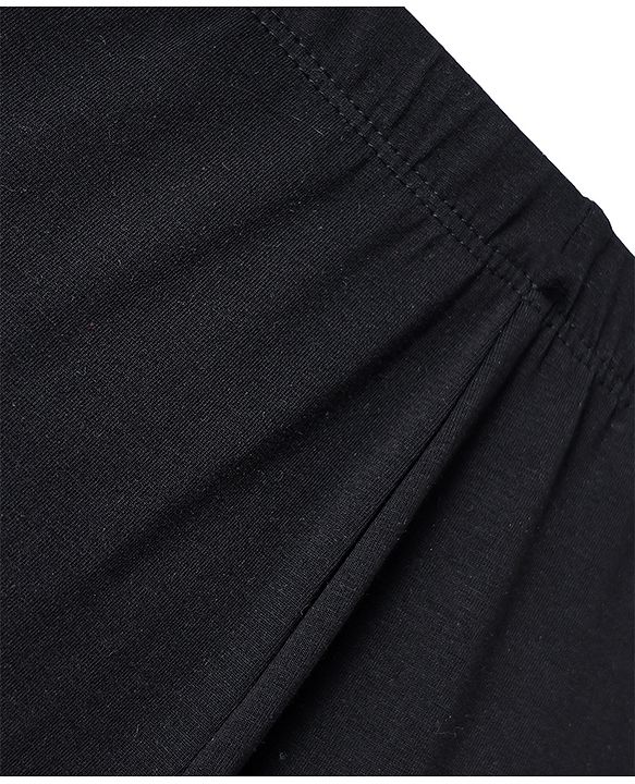 Babyhug Cotton Lycra Full Length Skinny Fit Solid Leggings with Stretch - Black