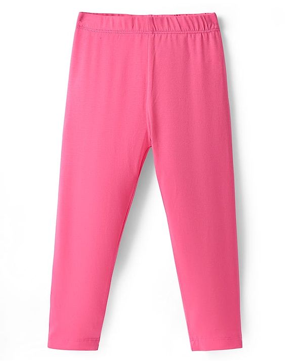 Babyhug Cotton Lycra Full Length Skinny Fit Solid Leggings with Stretch - Pink