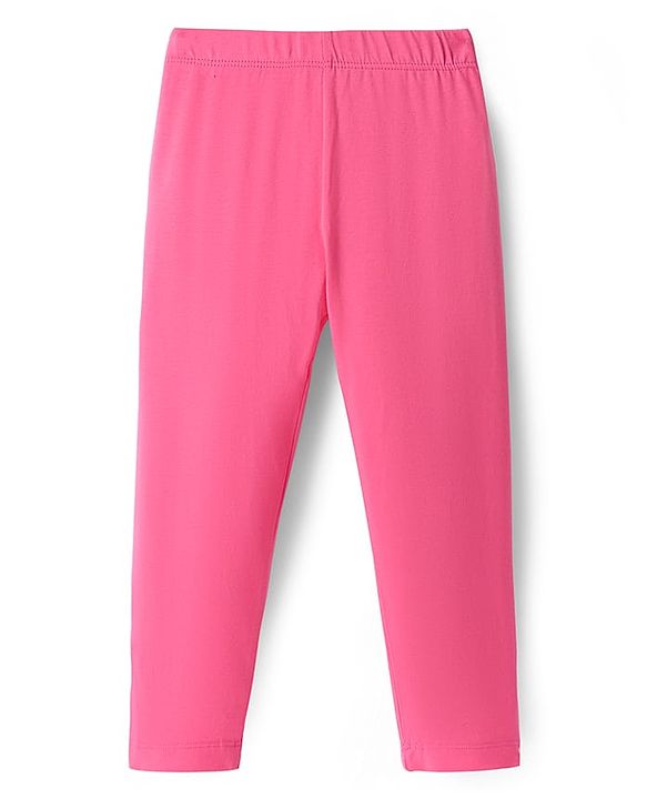 Babyhug Cotton Lycra Full Length Skinny Fit Solid Leggings with Stretch - Pink