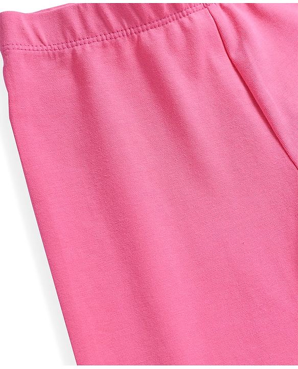 Babyhug Cotton Lycra Full Length Skinny Fit Solid Leggings with Stretch - Pink