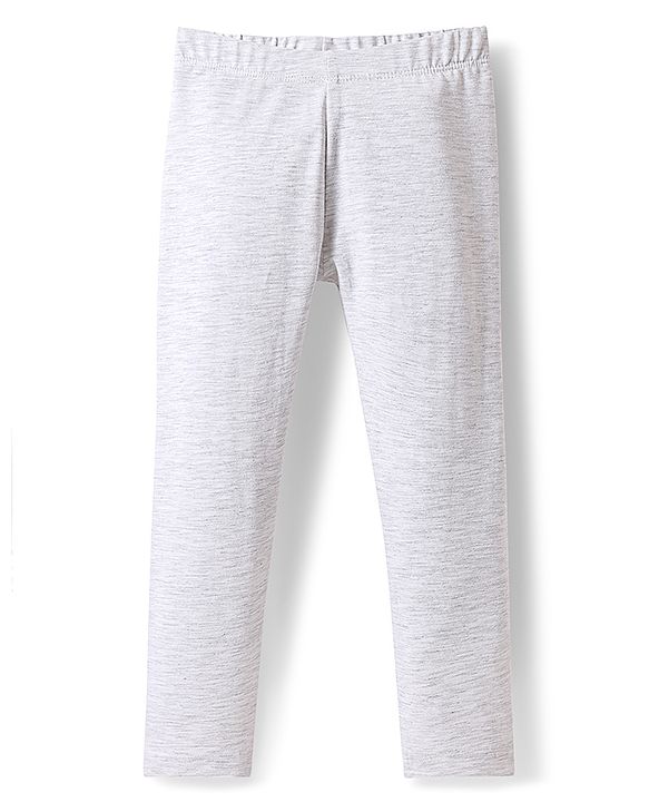 Babyhug Cotton Lycra Knit Full Length Solid Legging - Light Grey
