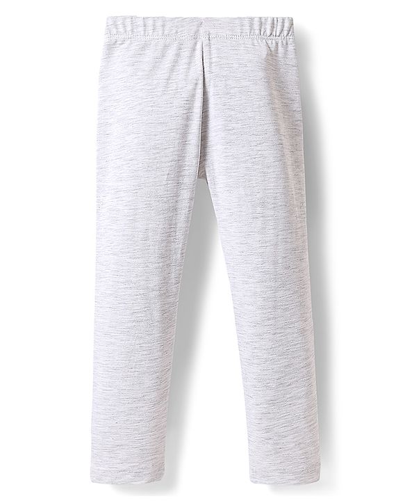 Babyhug Cotton Lycra Knit Full Length Solid Legging - Light Grey