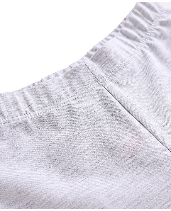 Babyhug Cotton Lycra Knit Full Length Solid Legging - Light Grey