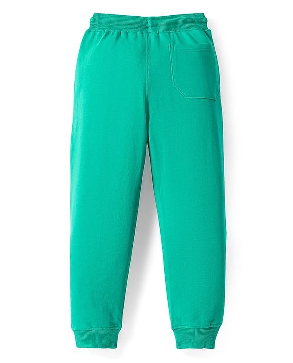 Pine Kids Knit Full Length Lounge Pant With Text Print - Sea Green