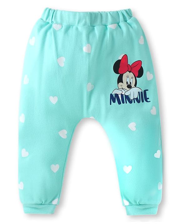Babyhug Disney Interlock Knit Full Length Diaper Leggings With Minnie Mouse Family Graphics Pack Of 3 - Pink Light Blue & Yellow