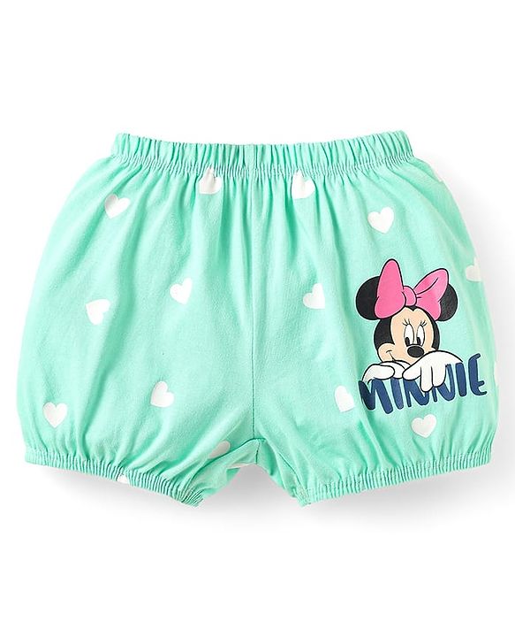 Babyhug Single Jersey Knit Bloomers  With Minnie Mouse Family Graphics Pack Of 3 - Yellow Pink & Light Green