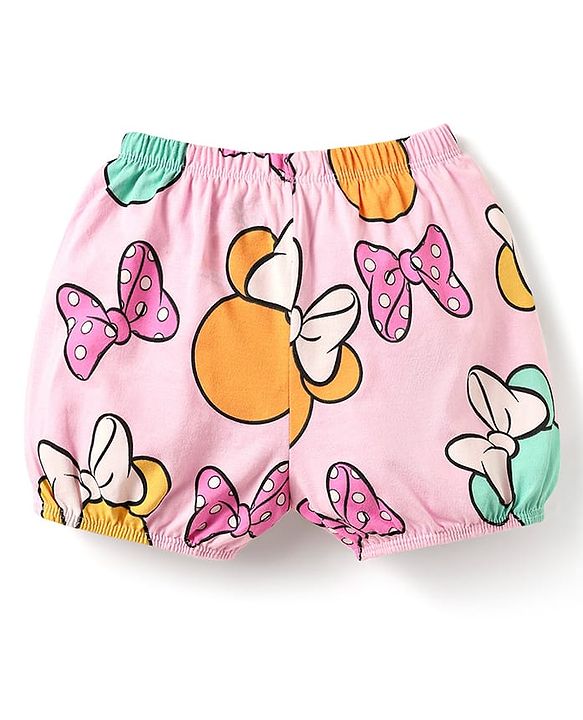 Babyhug Single Jersey Knit Bloomers  With Minnie Mouse Family Graphics Pack Of 3 - Yellow Pink & Light Green