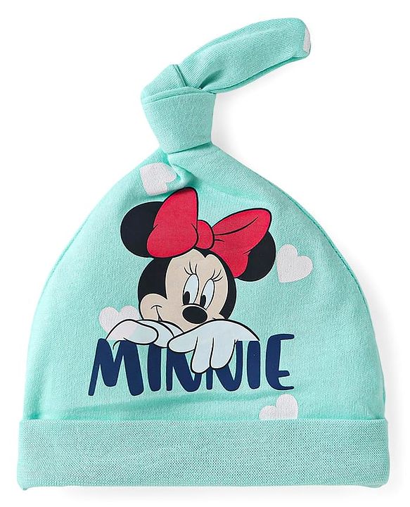 Babyhug Disney Interlock Knit Knot Cap With Minnie Mouse Graphics Pack Of 3 - Yellow Light Blue & Pink - Diameter 18cm