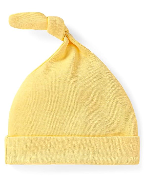 Babyhug Disney Interlock Knit Knot Cap With Minnie Mouse Graphics Pack Of 3 - Yellow Light Blue & Pink - Diameter 18cm