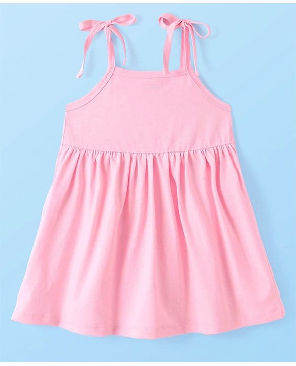 Babyhug Cotton Woven Sleeveless Solid Color Frock With  Bloomer -  Pink