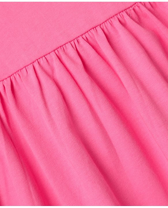 Babyhug Single Jersey Knit Sleeveless Solid Color Frock & Bloomer with Frill Detailing - Dark Pink