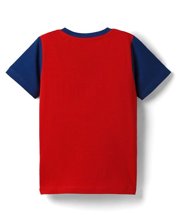 Babyhug Cotton Knit Half Sleeves T-Shirt with Animal Print - Red