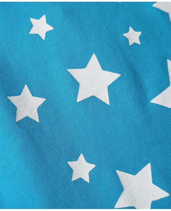 Babyhug Cotton Knit Half Sleeves T-Shirt with Star Print - Blue