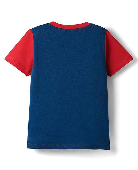 Babyhug Cotton Knit Half Sleeves T-Shirt with Text Print - Navy Blue