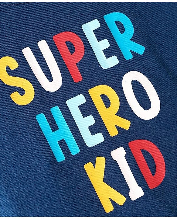 Babyhug Cotton Knit Half Sleeves T-Shirt with Text Print - Navy Blue