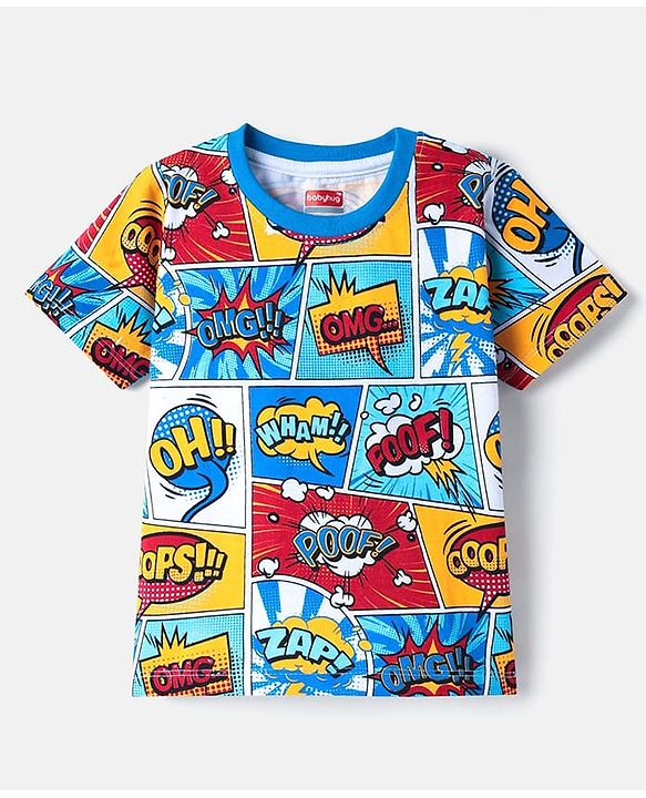 Babyhug Cotton Knit Half Sleeves T-Shirt with Text Print - White