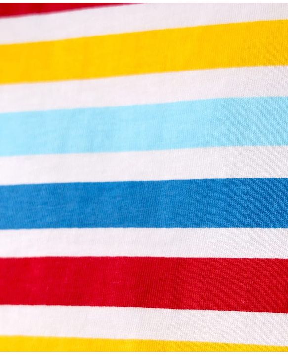Babyhug Cotton Knit Half Sleeves T-Shirt with Stripes - White