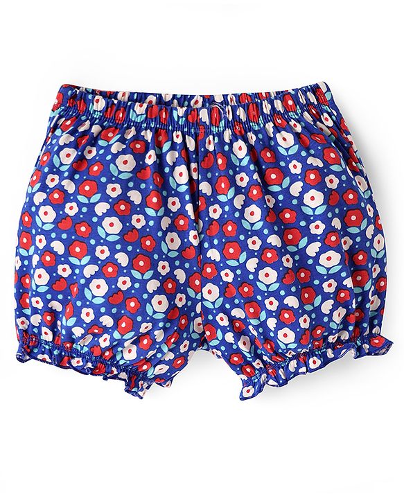 Pine Kids Cotton Elastane Knit Bloomers With Stripes & Floral Print Pack of 3 (Colour May Vary)