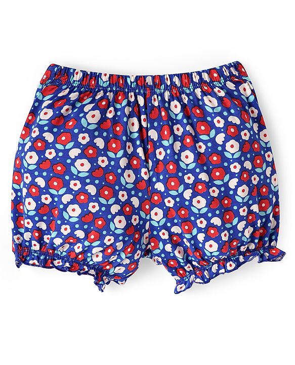 Pine Kids Cotton Elastane Knit Bloomers With Stripes & Floral Print Pack of 3 (Colour May Vary)