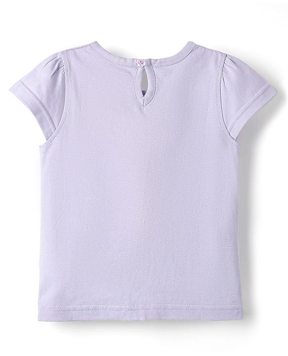 Babyhug Cotton Knit Half Sleeves T-Shirt with Strawberry Print - Lavender