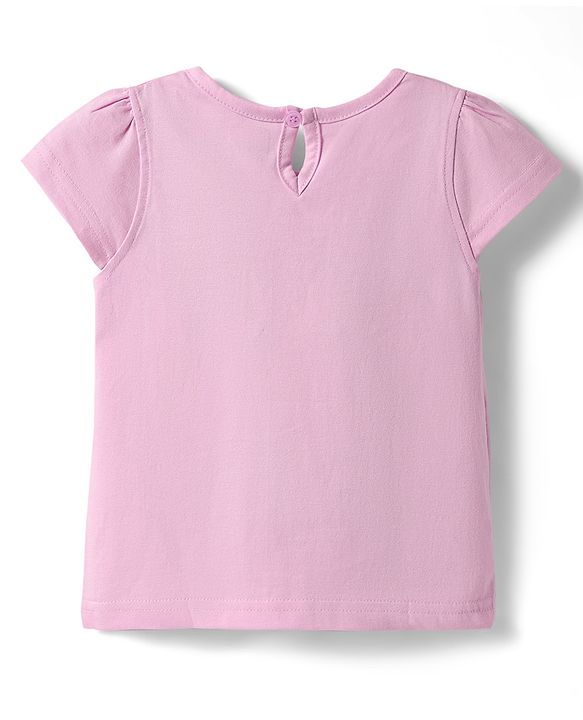 Babyhug Cotton Knit Half Sleeves T-Shirt with with Floral Print - Pink