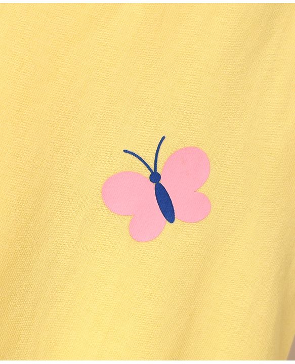 Babyhug Cotton Knit Half Sleeves T-Shirt with Butterfly Print -  Yellow