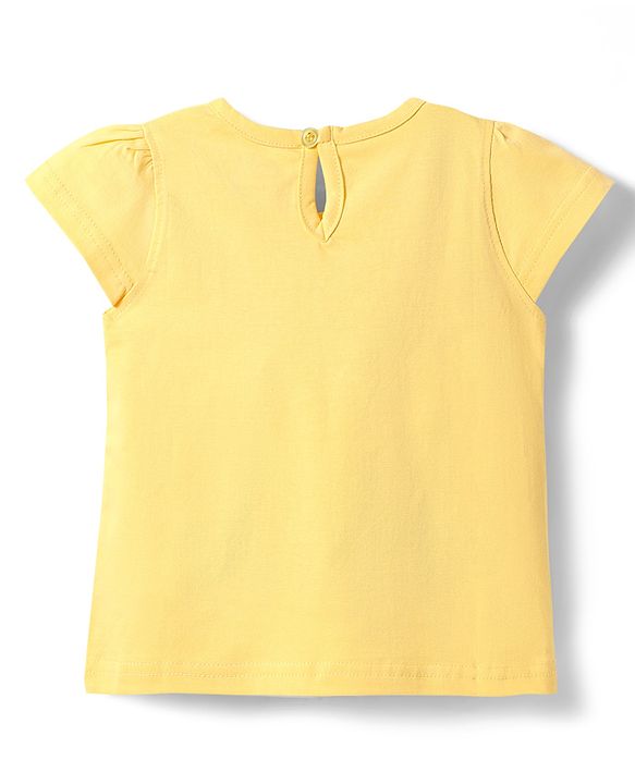 Babyhug Cotton Knit Half Sleeves T-Shirt with Butterfly Print -  Yellow