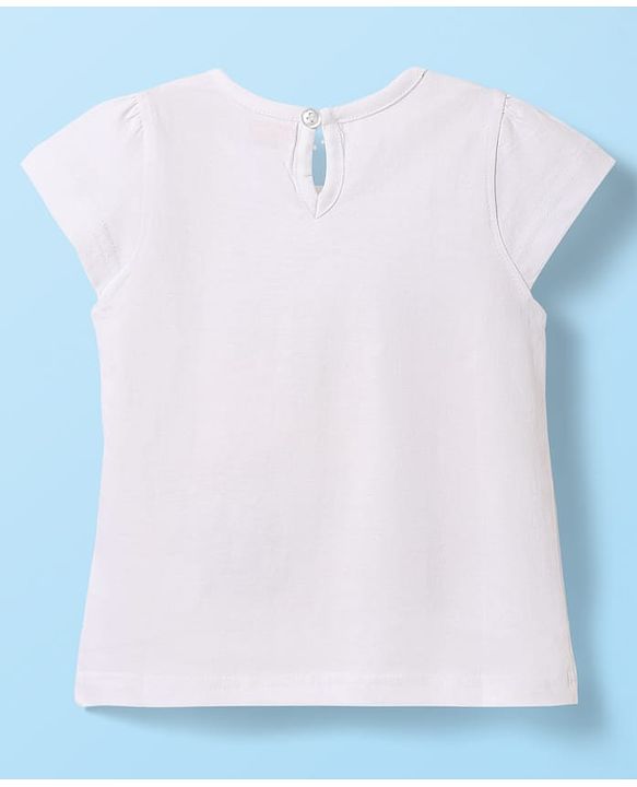Babyhug Cotton Knit Half Sleeves T-Shirt With Rainbow Print - White