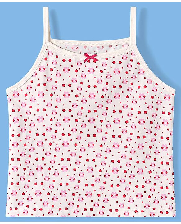 Pine Kids Cotton Knit Singlet Slips with Floral Print Pack Of 3 - Color May Vary