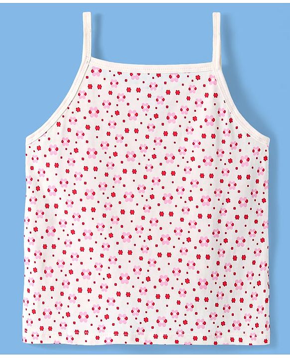 Pine Kids Cotton Knit Singlet Slips with Floral Print Pack Of 3 - Color May Vary