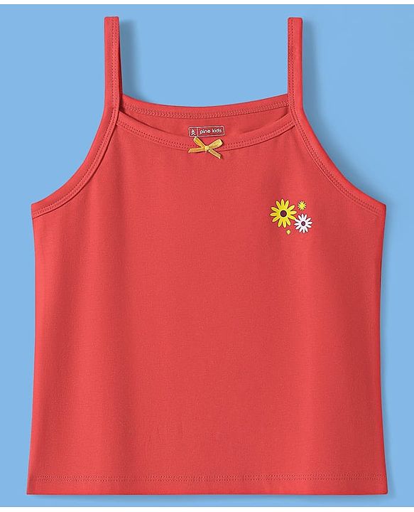 Pine Kids Cotton Knit Singlet Slips with Floral Print Pack Of 3 - Color May Vary