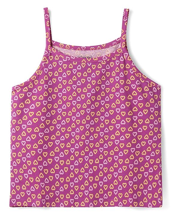 Pine Kids Cotton Knit Singlet Slips with Stripes & Heart Print Pack of 3 - Color May Vary