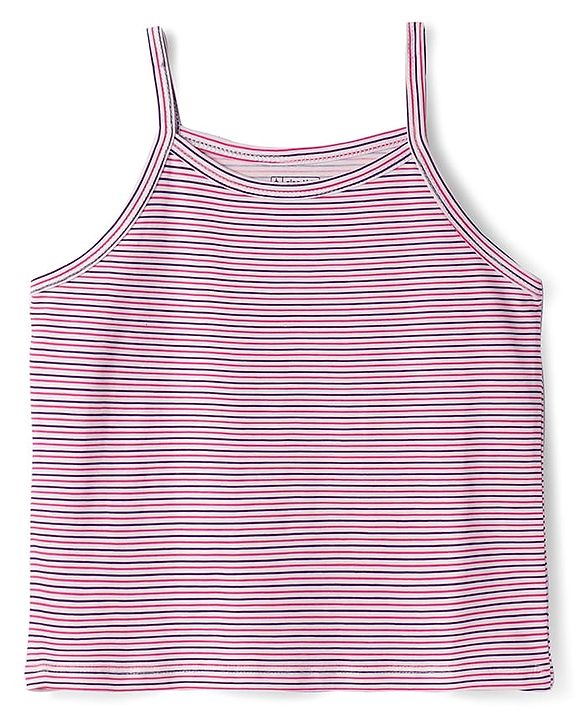Pine Kids Cotton Knit Singlet Slips with Stripes & Heart Print Pack of 3 - Color May Vary