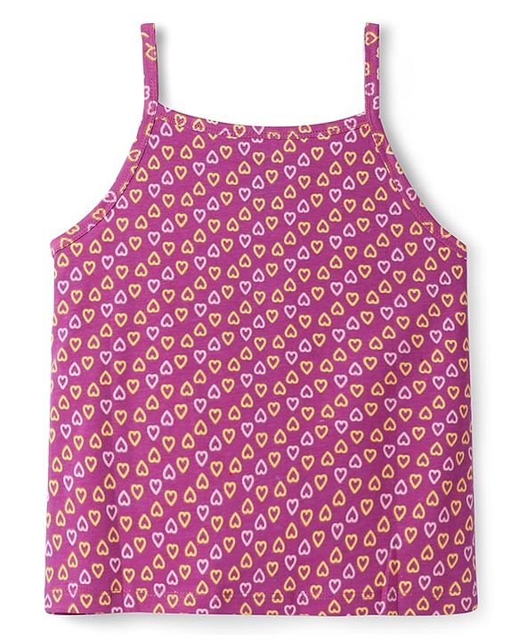 Pine Kids Cotton Knit Singlet Slips with Stripes & Heart Print Pack of 3 - Color May Vary