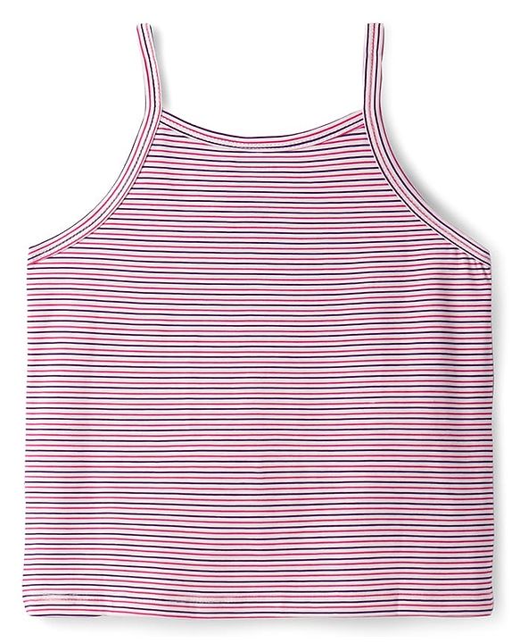 Pine Kids Cotton Knit Singlet Slips with Stripes & Heart Print Pack of 3 - Color May Vary