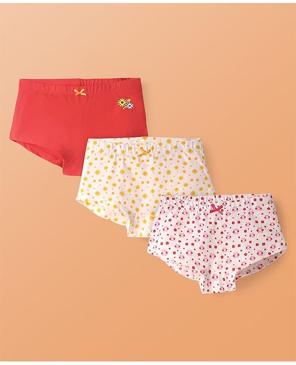 Pine Kids Cotton Knit Panties with Floral Print Pack of 3 - Color May Vary