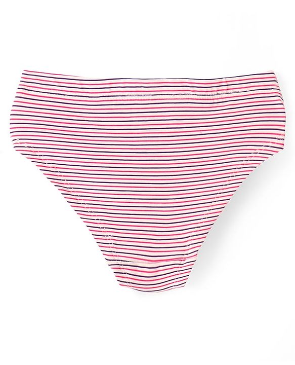 Pine Kids Cotton Elastane Knit Panties with Hearts Print & Stripes Pack of 3 (Color May Vary)