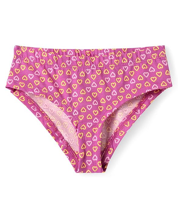Pine Kids Cotton Elastane Knit Panties with Hearts Print & Stripes Pack of 3 (Color May Vary)