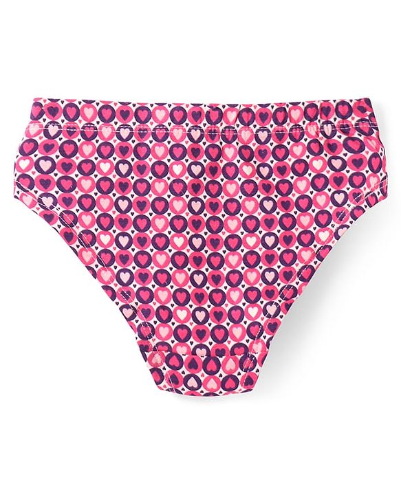 Pine Kids Cotton Elastane Knit Panties with Hearts Print & Stripes Pack of 3 (Color May Vary)
