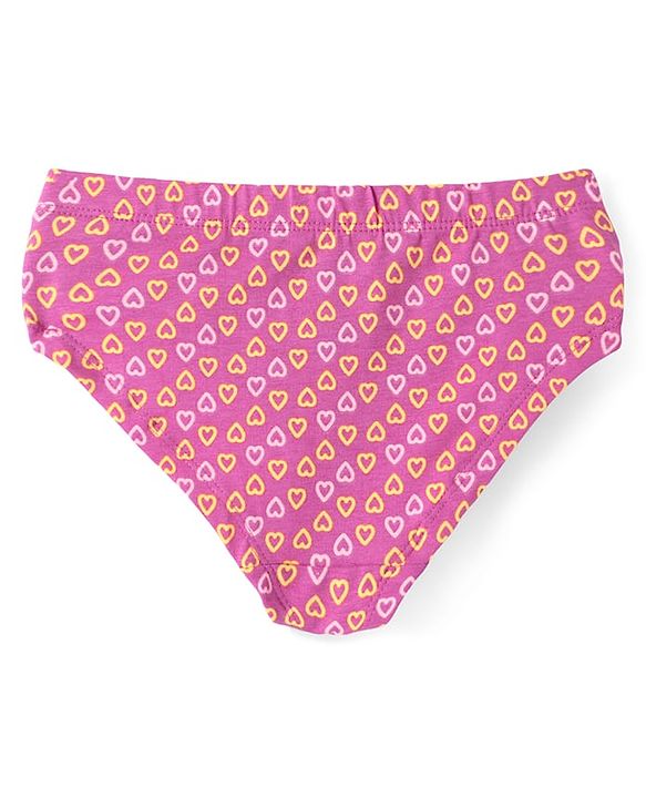 Pine Kids Cotton Elastane Knit Panties with Hearts Print & Stripes Pack of 3 (Color May Vary)